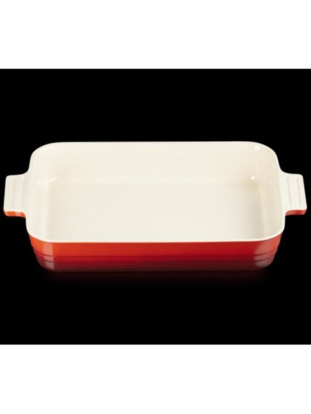 LE CREUSET Classic Stoneware Rectangular Baking Dish Cerise Red 7"x10" 25cm NWT - Picture 4 of 7